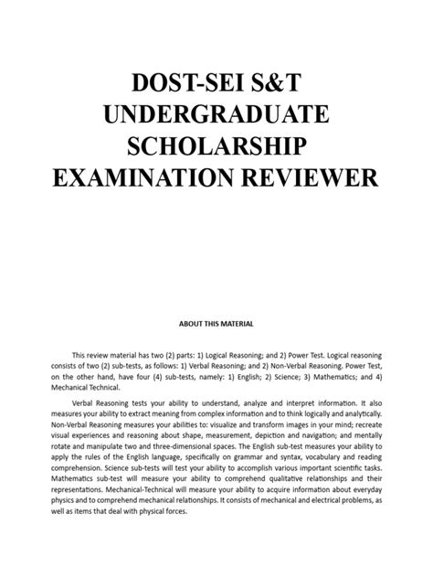 DOST Undergraduate Scholarship Exam Reviewer .